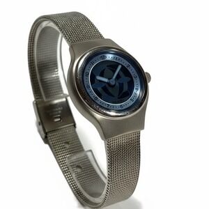Fossil Big Tic Y2k JR-7876 Women's Silver SS‎ Mesh Band Blue Dial 30.3mm Watch